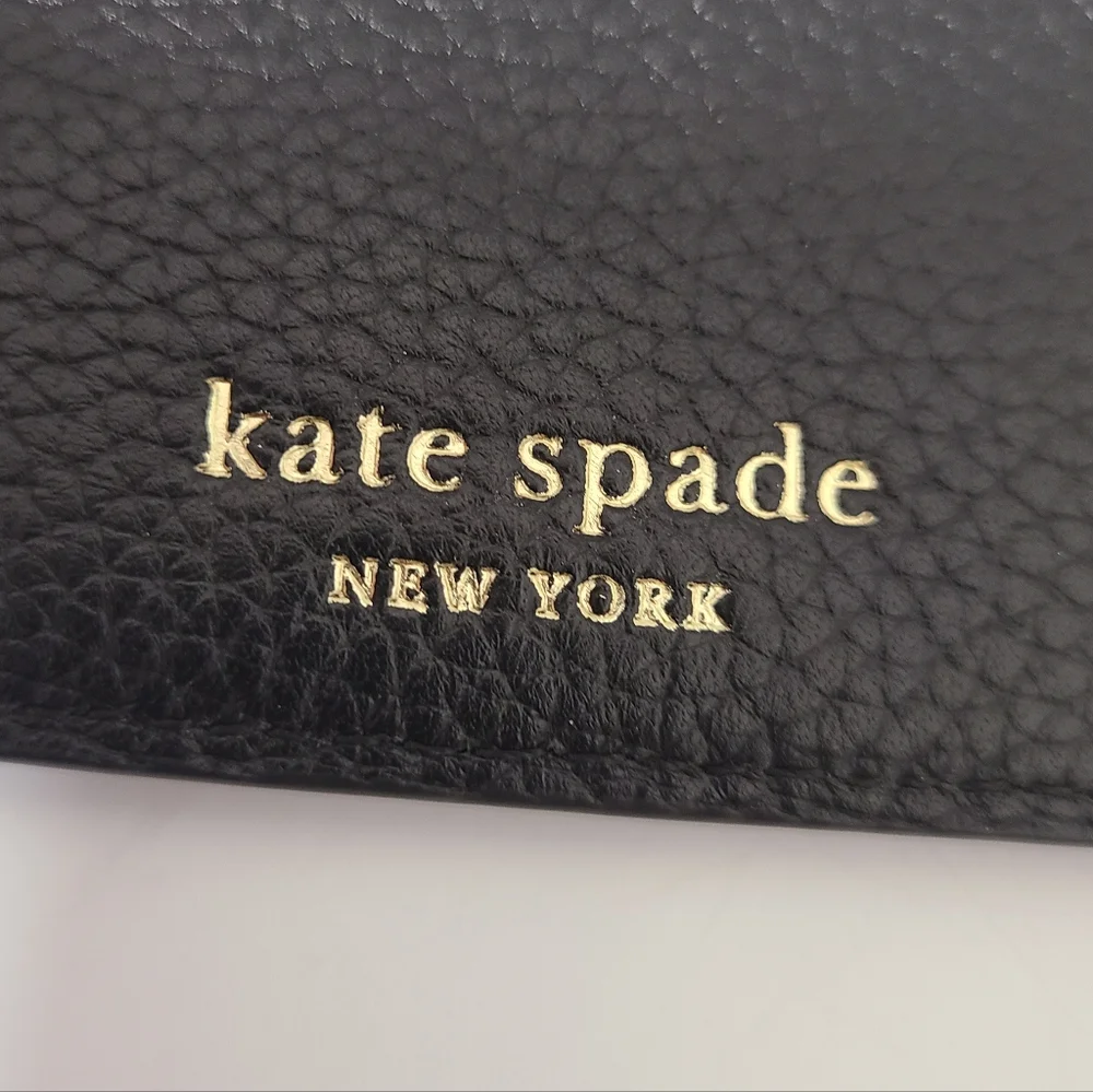 Kate Spade NY Red Vinyl Accessory Pouch & Black Pebbled Leather Card Case Set